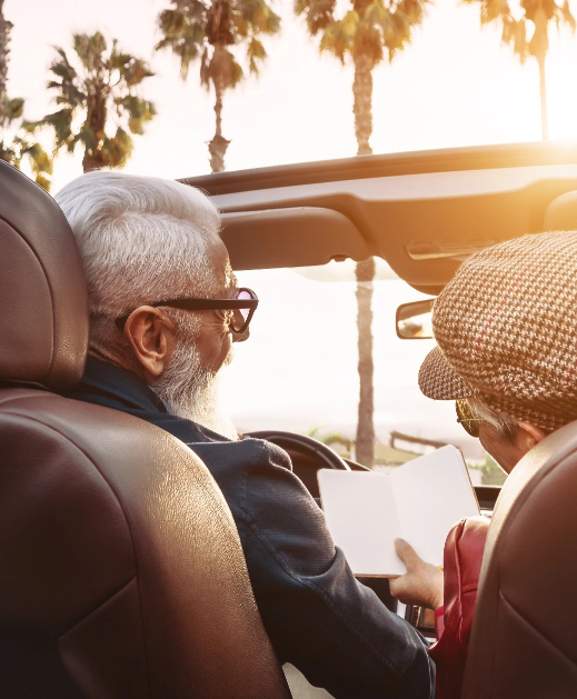Mature couple taking road trip