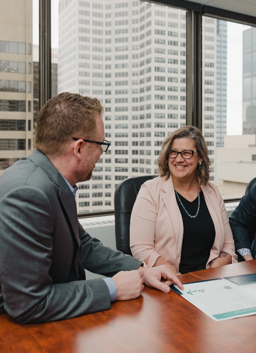 Sean wilson with client office meeting